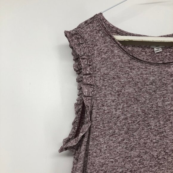 Silver Icing Jacqueline de  Yong Purple marled frilled cap sleeve NWT tee small - Picture 10 of 14